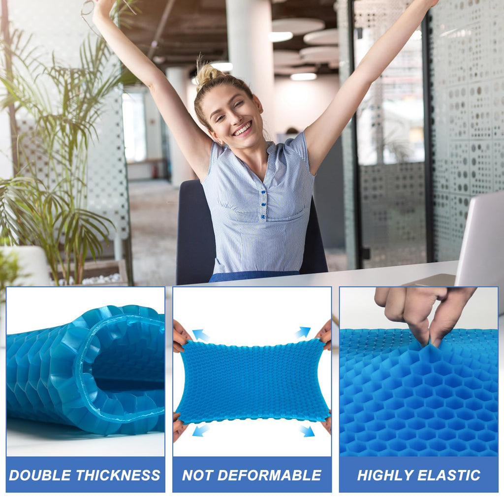 LYUANEC Gel Seat Cushion for Long Sitting, (20 Inch Extra Jumbo Cushion) Soft＆Breathable Gel Cushions for Pressure Relief, Wheelchair Seat Cushions, Gel Pad for Chair, Office Chair Cushion