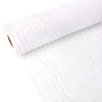 Ribbli 2 Rolls White Mesh Ribbon,10 inch x 30 feet(10Yard) Each Roll,Metallic White with Iridescent Foil,Christmas Ribbon for Wreath Swags and Decorating