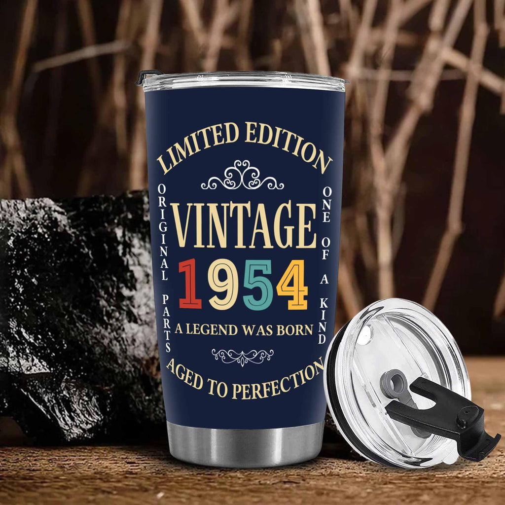 DEKIDOKA 70th Birthday Gifts For Men and Women, 1954 Stainless Steel Tumbler, 70th Birthday Gift Ideas, 70th Birthday, 70 Year Old Birthday Gifts for Mom Dad Family Birthday Valentine Christmas