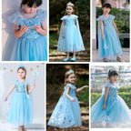 iTVTi Little Girl Princess Dress Halloween Carnival Cosplay Costume with Accessories Blue, 4-5 Years (Tag 120)