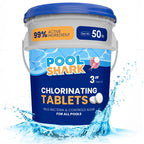 Pool Shark Swimming Pool Chlorine Tablets - 3-Inch Chlorine Tablets - Slow-Dissolving 90% Active Chlorine Tabs - Pool Chemicals for Inground Pools, Above Ground Pools, Saltwater, Spa, Hot Tub (50 lbs)