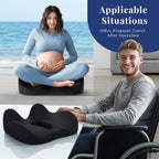 Benazcap Wheelchair Cushions Seat Cushion for Tailbone Pain Relief/Hemorrhoid - Hip Shaped Memory Foam Office Chair Cushions to Unleash Supreme Comfort in Office, Home, and Car Seating-Black