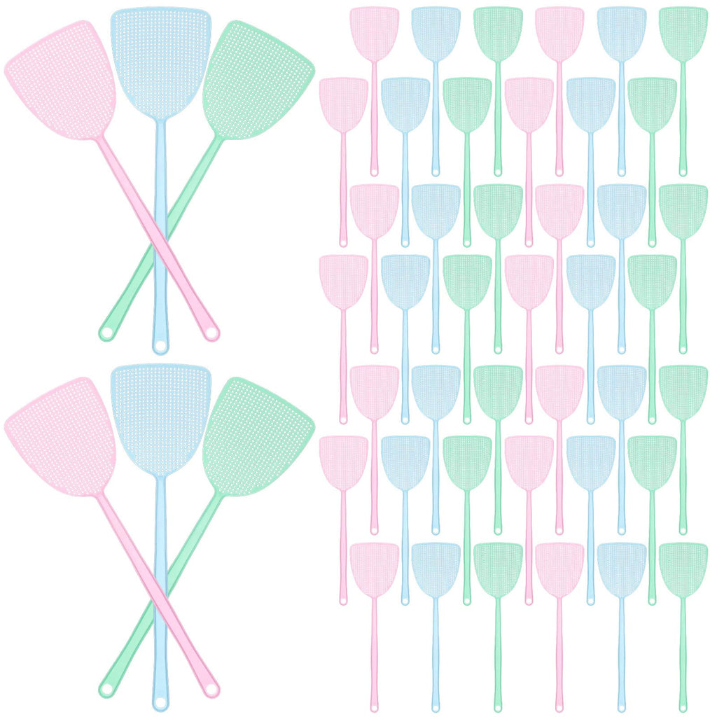 100 Pieces Fly Swatter Plastic Fly Swatters Heavy Duty Colorful Strong Flexible Manual Fly Swat Set Strong Durable Flexible Long Handle Manual Swat Flies and Mosquitoes Striking Fly Swatters Set