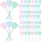 100 Pieces Fly Swatter Plastic Fly Swatters Heavy Duty Colorful Strong Flexible Manual Fly Swat Set Strong Durable Flexible Long Handle Manual Swat Flies and Mosquitoes Striking Fly Swatters Set
