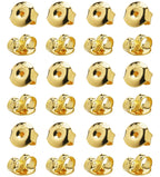 DELECOE 24pcs 925 Silver Earring Backs Replacements, 14K Gold Plated Hypoallergenic Earring Backs for Studs, Secure Locking Earring Backingsfor Stud Earrings, 6mm Gold