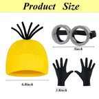 Eybila 3Pcs Halloween Costume Accessories Adult Steampunk Goggles Glasses Yellow Beanie Knit Hats Black Gloves Women Christmas Cosplay Party Set