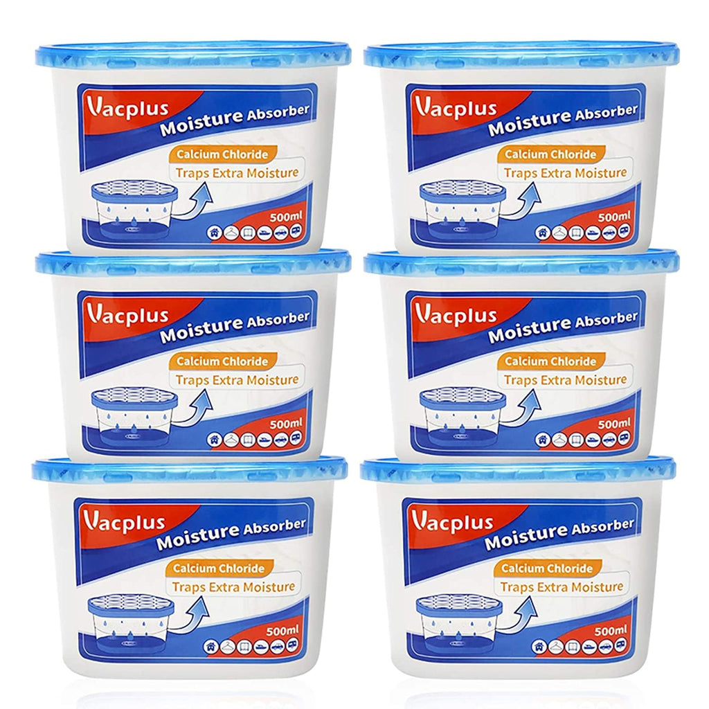 Vacplus Moisture Absorbers 6 Pack, 10.5 Oz Portable Humidity Absorber Boxes for Your Bathroom, Closet & Car, Dehumidifier and Odor Eliminator with Fragrance Free for Fresher Air, Navy Blue