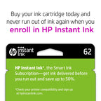 HP 62 Black/Tri-color Ink (2-pack) | Works with HP ENVY 5540, 5640, 5660, 7640 Series, HP OfficeJet 5740, 8040 Series, HP OfficeJet Mobile 200, 250 Series | Eligible for Instant Ink | N9H64FN