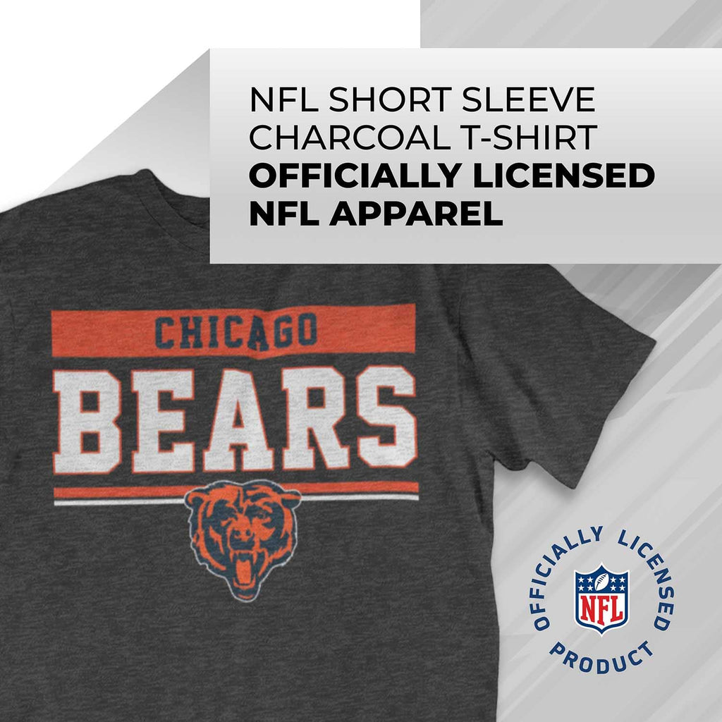 Team Fan Apparel NFL Adult Team Block Tagless T-Shirt - Cotton Blend - Charcoal - Perfect for Game Day - Comfort and Style (Chicago Bears - Black, Adult XX-Large)