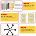 Large Cupcake Liners Aluminum Pans With Lids 40 Pack,LNYZQUS Square 10oz Small Cake Muffin Tin,Disposable Ramekins Baking Pan Containers For Brownie Mini Cake Bread Dessert-Gold