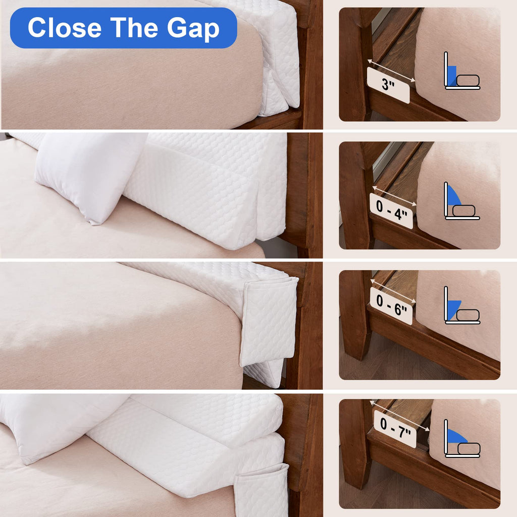 EUHAMS Twin Size Bed Wedge Pillow - Bed Gap Filler Mattress Wedge Headboard Pillow Close The Gap 0-7" Between Your Headboard and Mattress or Wall for Sleeping Backrest Pillow (39"x10"x6" White)
