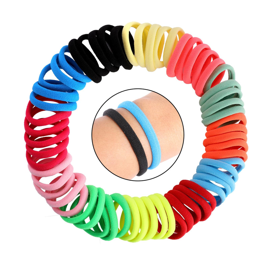 120PCS Black Hair Ties for Women Girls, Elastic Hair Bands Ponytail Holders