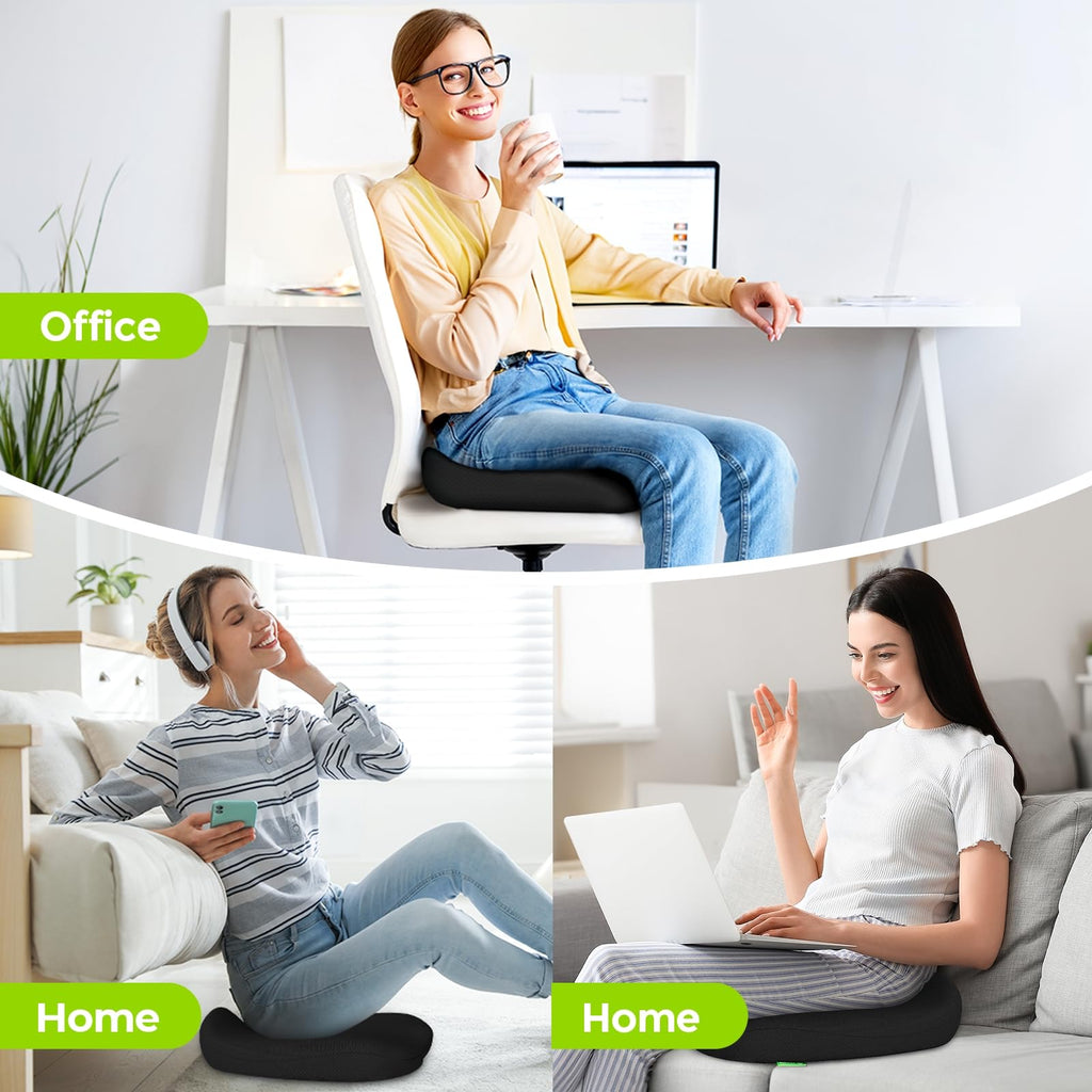 AUVON Multi-Layer Gel Cushion for Ideal Support & Softness, Cooling Memory Foam Cushion for Hemorrhoid, Sciatica & Tailbone Pain Relief, Anti-Slip Back Seat Pillow, FSA HSA Eligible