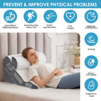 MEGCXIT 3PCS Bed Wedge Pillow for Headboard, 10-in-1 Adjustable Foam Wedge Pillow for Acid Reflux Relief, 23” Wide Triangle Pillow Wedge for Post Surgery, Back Pain Relief & Snoring, White/Grey