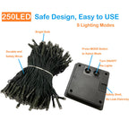 Upgrade Solar Christmas Lights Outdoor 2 Pack Total 180FT 500LED String Lights, Auto On/Off Waterproof Green Wire with 8 Modes Twinkle Lights for Outside Tree Party Christmas Decorations (Warm White)