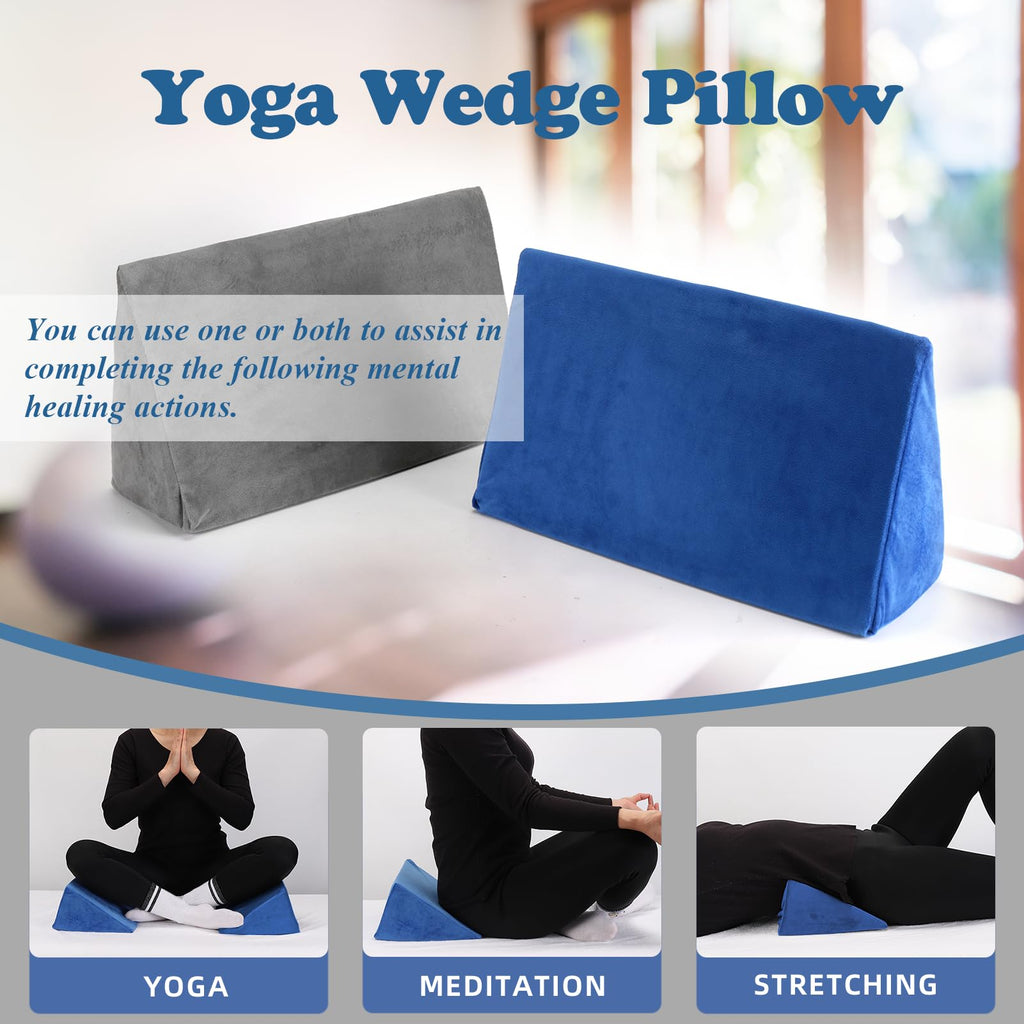 Small Wedge Pillow, Wedge Pillow for Bed Sores, Positioning Pillow, Positioning Wedge, Mini Pillow for Laptop and Yoga, Small Foam Wedge for Chair (1 Unit, Blue)