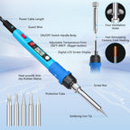 Soldering Iron Kit, 80W 110V LCD Digital Solder Iron Pen with Ceramic Heater, Portable Welding Tools with 5pcs Tips, Stand, Solders Wire, Sponge, Paste, for Metal,Electric Repairs, DIY