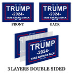 Trump 2024 For President Flag Double Sided 3x5 Outdoor- 3Ply 240D 4 Rows Stitched- Donald Trump Take America Back Flags Banner - UV Fade Resistant With Canvas Header & 2 Brass Grommets