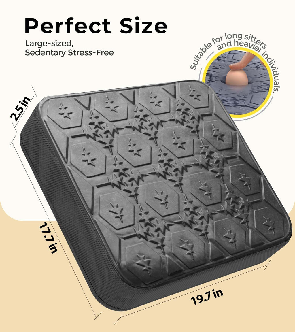 Airllantry Large Seat Cushion, Dual-Layer Gel & Memory Foam Office Chair Cushion for Long Sitting, Keep Cooling & Soft 19.7 inch Seat Pad for Office Chairs