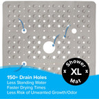 SlipX Solutions Extra Large Square Shower Mat, 27"x27", Non-Slip Stall Mat for Elderly & Kids Standing Bath Tub Mat, Machine Washable, Suction Cups, Solid Tan
