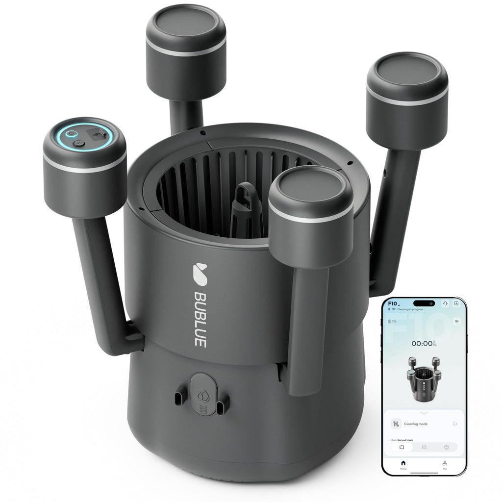 (2026 Upgrade) BUBLUE F10 Pool Surface Skimmer Robot, Pool Cleaner with App Control,Powerful Suction,5L Filter, Dual Cleaning Modes, AI Navigation,Ideal for In-Ground & Above-Ground Pools,Space Gray