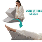 Bedluxe Adjustable 4pcs Bed Wedge Pillow Set, Memory Foam Wedge Pillow Post Surgery for Back, Neck, Leg Pain Relief, Pillow Wedge for Sleeping, Sitting up in Bed, Acid Reflux and GERD, Grey