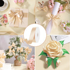 Champagne Gold Satin Ribbon 120 Yards 1-1/2 Inch Gold Ribbon Stocking Stuffers for Gift Wrapping Fall Decor Flower Bouquet Wedding Invitation Party Christmas Decorations