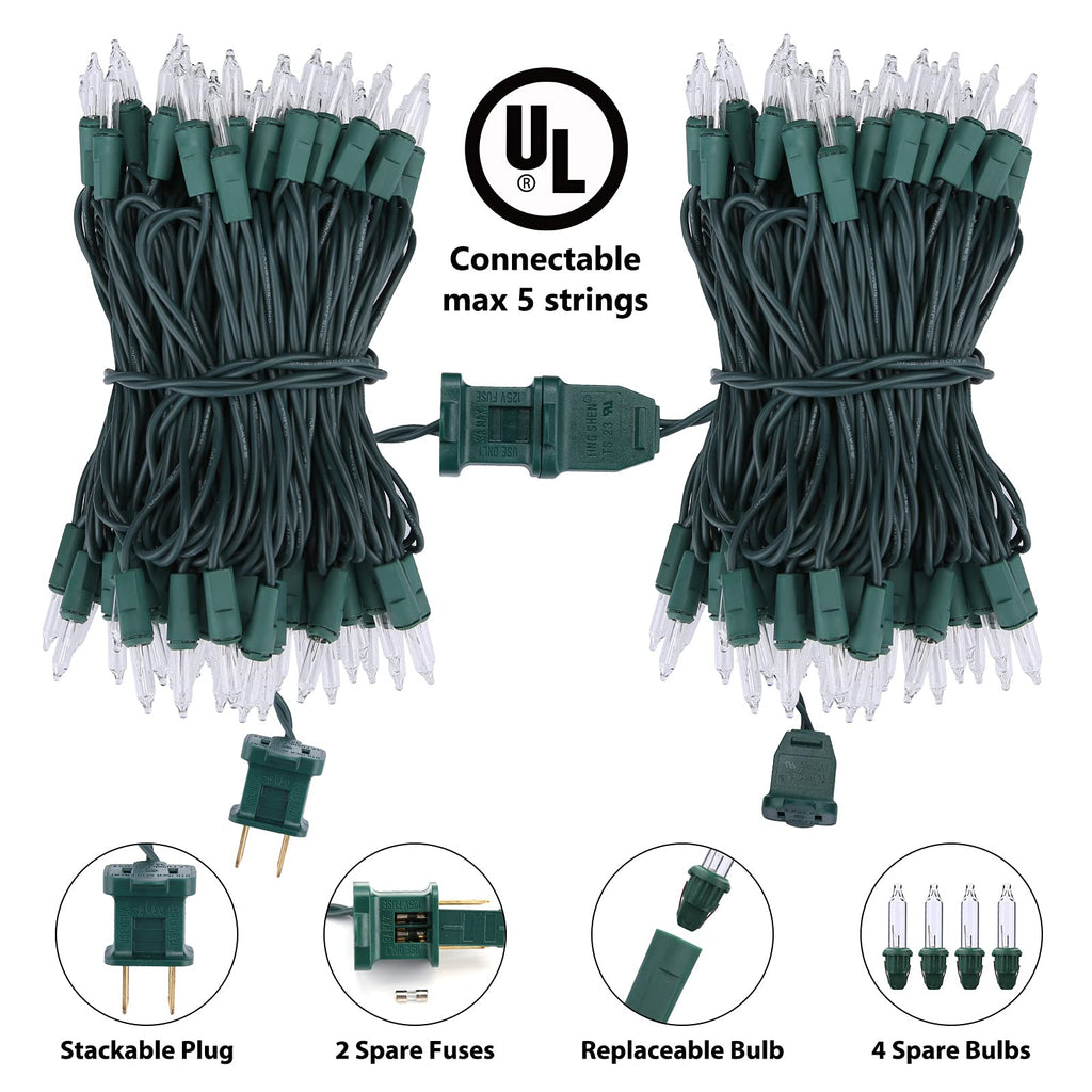 Toodour Clear Christmas Lights, 25ft 100 Count Incandescent Indoor Outdoor String Lights, UL Certified Connectable Green Wire Mini Bulb Lights for Home, Party, New Year, Xmas Tree Decor - Warm White