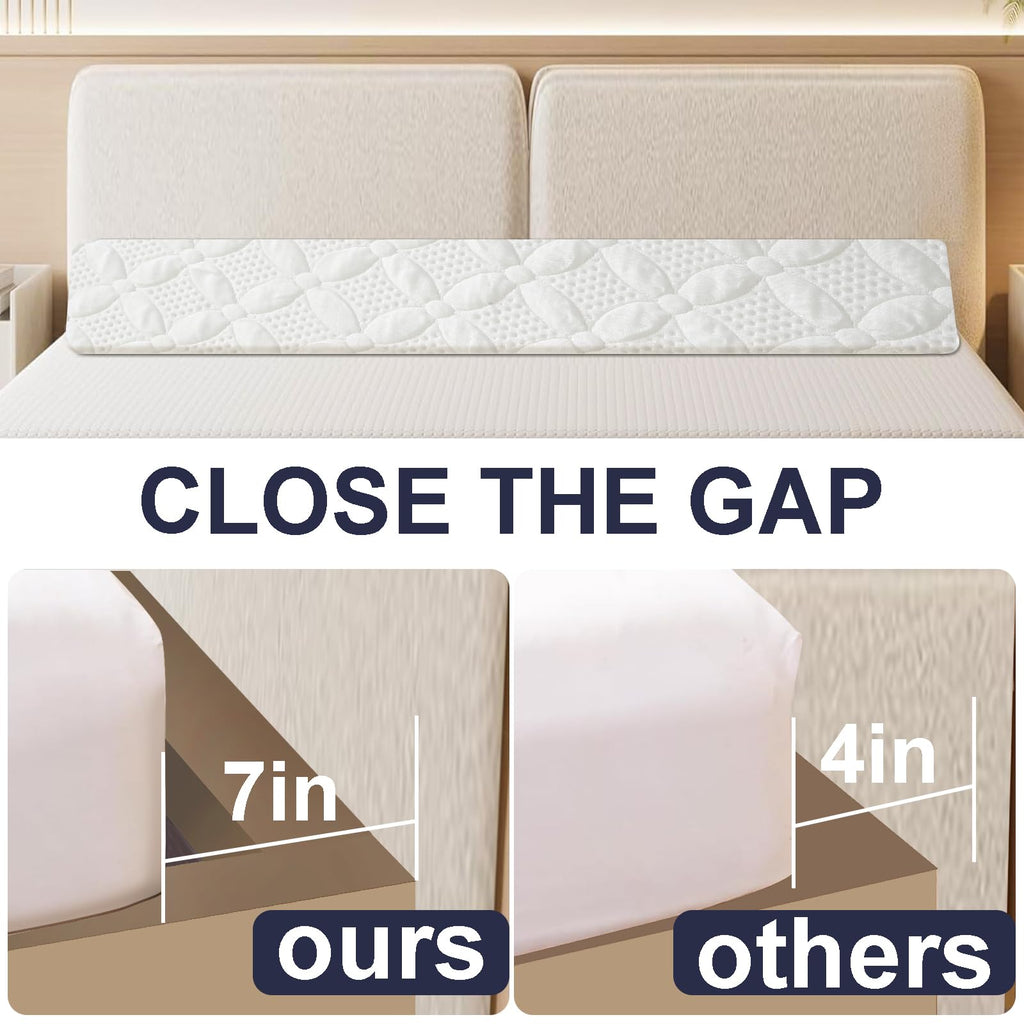 Bed Wedge Pillow Headboard, Ultra Soft Wedge Gap for King Size Bed, Memory Foam Bed Crack Pillow with Washable Cover, 76" x 10" x 6"