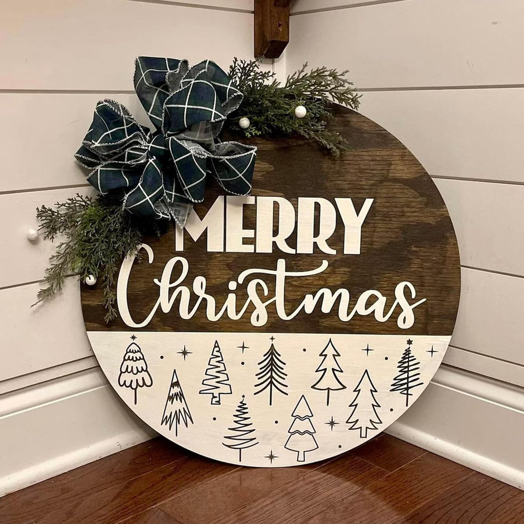 Christmas Stencils 12” Xmas Stencil for Wood Christmas Stencil for Painting Holiday Stencils Merry Christmas Believe Drawing Templates Half Round Stencil for Door Hanger Porch Wreath Home Decor