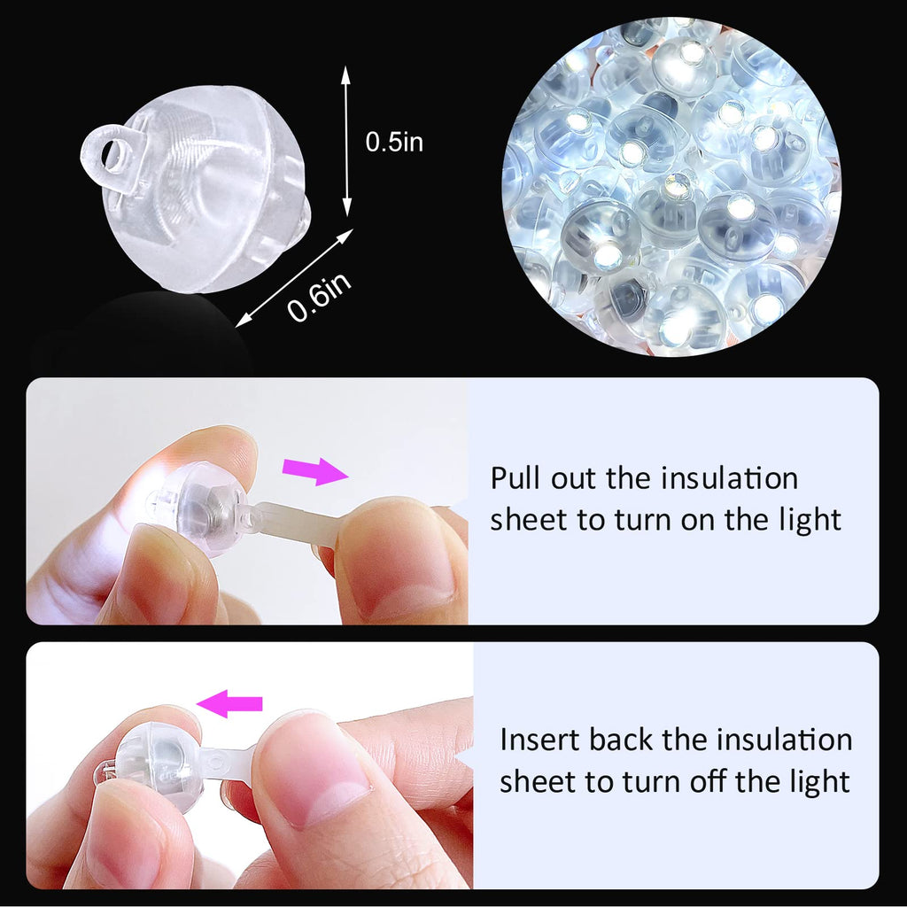 ZGWJ 100PCs Mini Led Lights, Led Balloons Light for Party Decorations Neon Party Lights for Paper Lantern Easter Eggs Birthday Party Wedding Halloween Christmas Decoration(Glow steadily White)