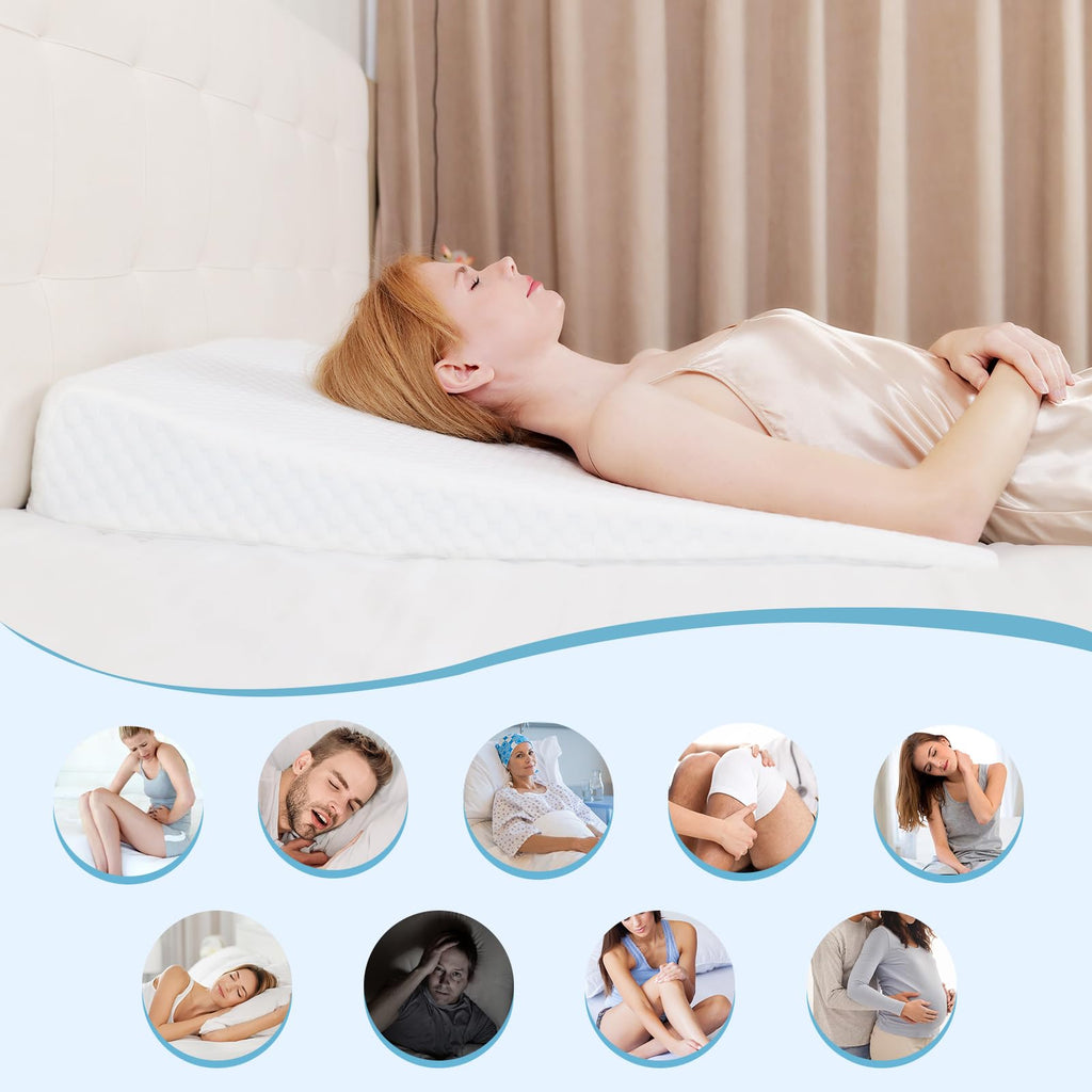 VADSBO Wedge Pillow, Bed Wedge Pillows for Sleeping, Snoring, Back Support, After Surgery, Foam Triangle Pillow, Removable Washable Cover, 5in/White