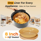 Air Fryer Liners Disposable, 200 PCS Unbleached Round Parchment Paper for Ninja 150/161 Gourmia Chefman Air Fryer, 8’’ Non-Stick & OilProof Baking Paper for 5-8 QT Basket by Vailnd