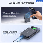 for Magsafe Portable Charger, 12000mAh Wireless Magnetic Power Bank with Stand and USB C in/Out Fast Charging, for Magsafe Battery Pack Compatible with iPhone 15/14/13/12 Pro/Pro Max Series-Black