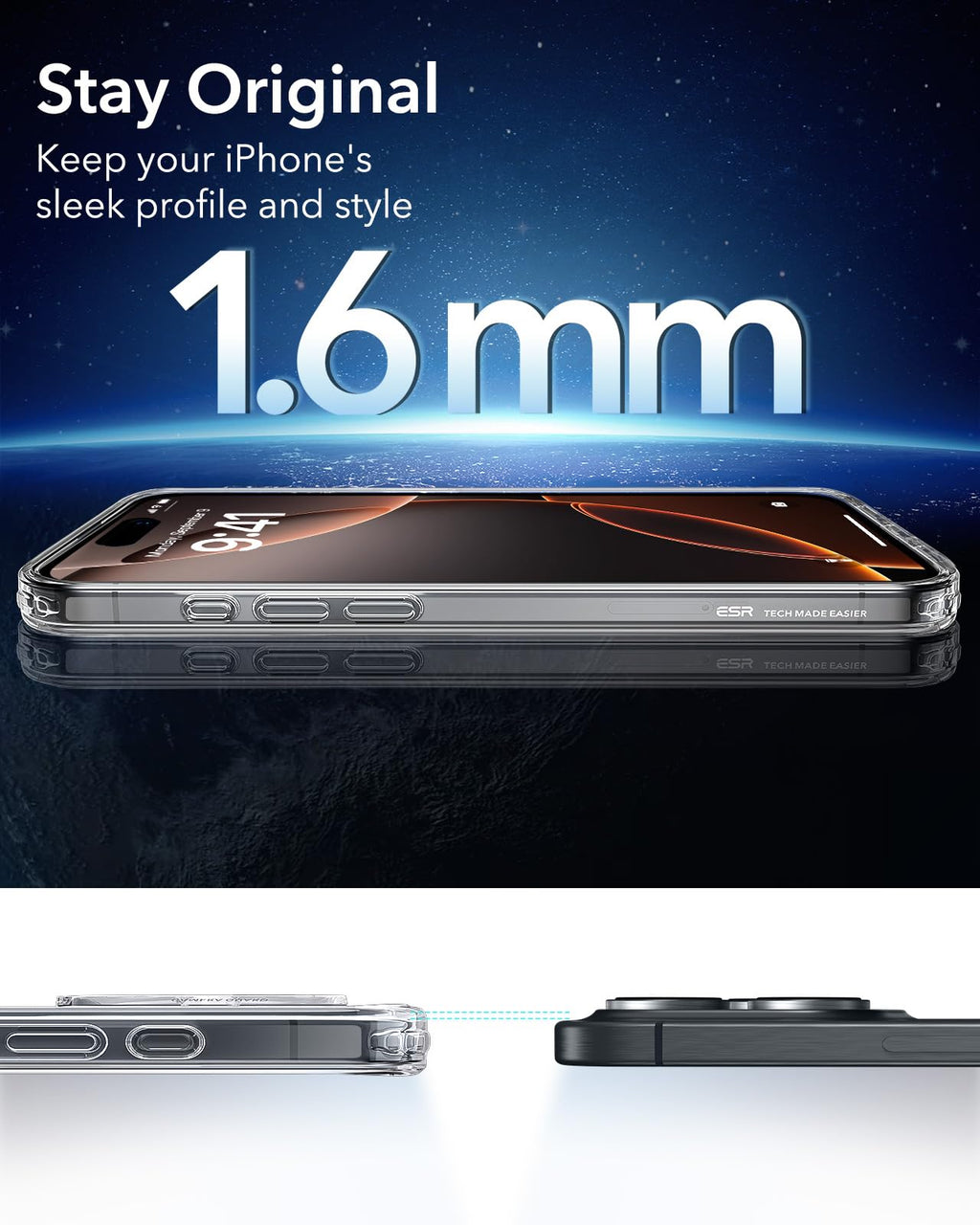 ESR for iPhone 16 Pro Case, Compatible with MagSafe, Shockproof Military-Grade Protection, Magnetic Phone Case for iPhone 16 Pro 6.3 inch, Clear