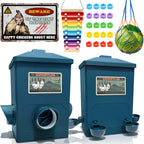 Automatic Port Chicken Feeder and Cup Waterer Set - Chicken Coop Accessories, No Waste Poultry Feeder, 3 Gallon/16 Pounds