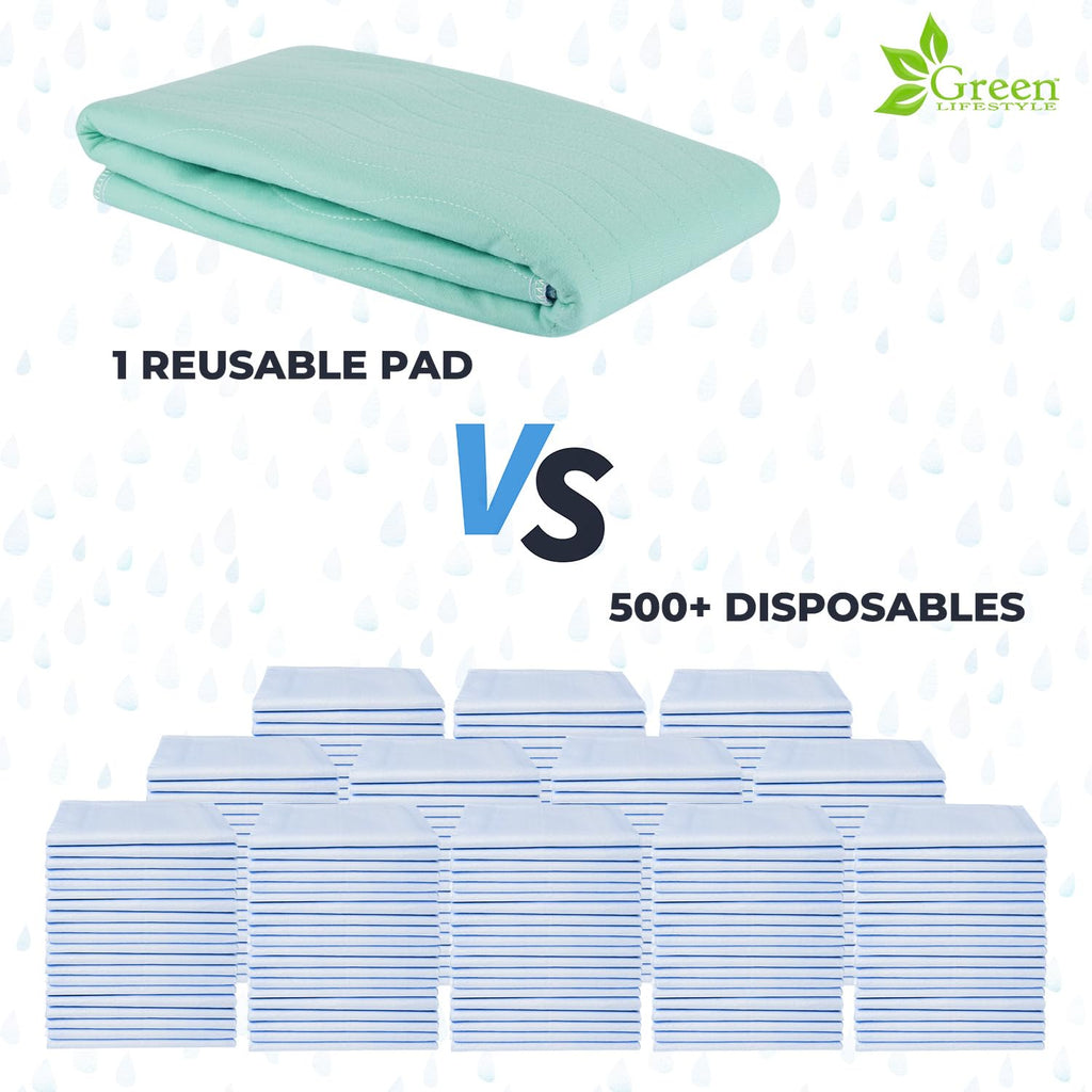 GREEN LIFESTYLE® Washable Underpads - Heavy Absorbency Reusable Bedwetting Incontinence Pads for Kids, Adults, Elderly, and Pets - Toddler Mattress Pads for Bed, Sofa, Couch, Floor (Pack of 6 - 30x34)