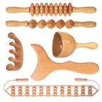 OYAMEQICH Wood Therapy Massage Tools Maderoterapia Kit Body Sculpting Tools for Lymphatic Drainage and Anti-Cellulite .Wood Massager Roller Rpoe for Back and Muscle Pain Relief (Medium)