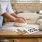 Sondiko Sourdough Starter Kit, Sourdough Bread Baking Supplies, Oval Banneton Bread Proofing Basket Set for Bread Making Tools Supplies, Gifts for Bakers