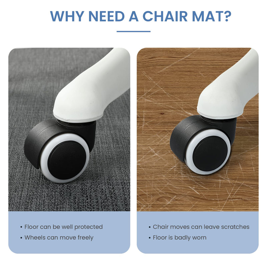 RccugmatS Chair Mat for Hardwood Floor, 36" x 48" Heavy Duty Office Chair Mat for Rolling Chairs, Anti Slip, Computer Desk Chair Mat, Floor Protector for Home Office, Black&Grey