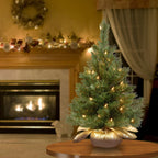 National Tree Company Pre-lit Artificial Mini Christmas Tree | Includes Small Lights and Cloth Bag Base | Majestic Fir - 2 ft