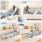 6pcs Orthopedic Bed Wedge Pillow Set for Sleeping, Post Surgery Foam for Body, Back and Leg Pain Relief Comfortable & Adjustable Support Pillows-Anti Snoring, Heartburn, Acid Reflux & GERD Sleeping