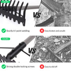 Walensee 5.4FT Bow Rake Heavy Duty Garden Rake with Stainless Steel Handle, 17 Steel Tines Garden Tool for Loosening Soil Gathering Leaf Leveling Lawn Farming Land Management Yarn Thatch Rakes