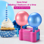 NuLink Electric Portable Dual Nozzle Balloon Blower Pump Inflation for Decoration, Party [110V~120V, 600W, Rose Red]