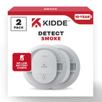 Kidde Smoke Detector, 10-Year Battery Powered, LED Warning Light Indicators, 2 Pack