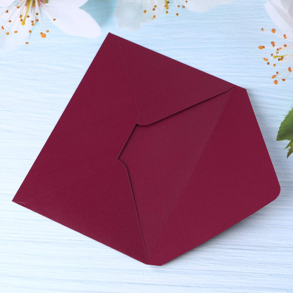 PONATIA 50 PCS/Pack A7 Envelopes, 5.25 x 7.5'' Shiny Burgundy Envelopes, 5x7 envelopes Perfect for Wedding Invitation Cards, Greenting Cards, Christmas Gift Cards Envelopes