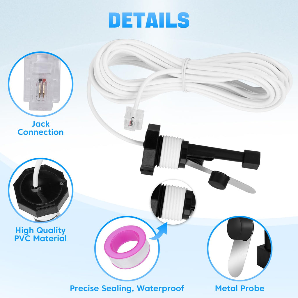 Sejaede Upgraded GLX-FLO-RP Pool Flow Switch Assembly Compatible with Hayward Goldline Aqua Rite Salt Chlorine Generator System, Flow Sensor with 15ft Cable (Metal Probe)