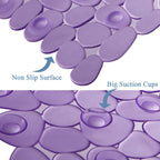 Webos Bath Shower Mat Non Slip: Extra Large Pebble Bathtub mat for Kids, Elderly, Anti Slip Shower Matt with Drain Holes Suction Cups Tub Mat - 16 X 40 Inch Clear Purple