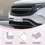 QUANQIUFEI 2 Pack Bling License Plate Frames, Sparkly Rhinestone Diamond Car License Plate Cover for Women, Stainless Steel Car Accessories with Glitter Crystal Caps (Light Rose)