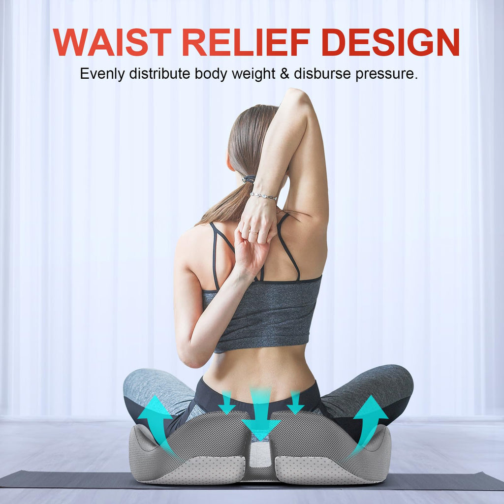 Benazcap X Large Memory Seat Cushion for Office Chair Ergonomic Cushions Pad Pillow for Pressure Relief Sciatica & Pain Relief Memory Foam for Long Sitting for Gaming Chair and Car Seat Gray